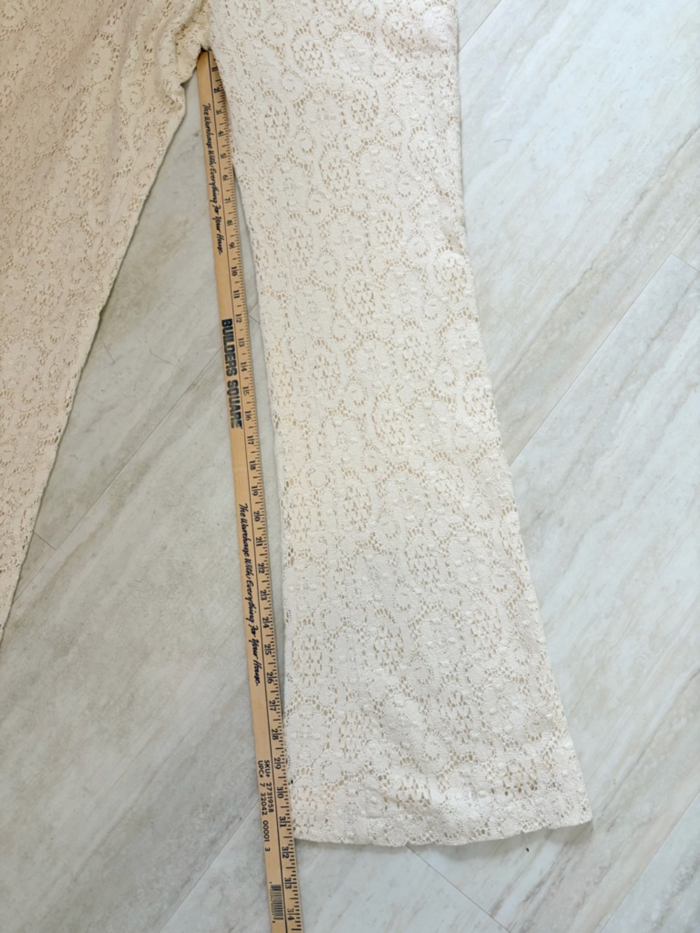 Vintage KORS Cream Lace Flare Pants • Boho Bridal Festival Statement Pants - Picture 9 of 12